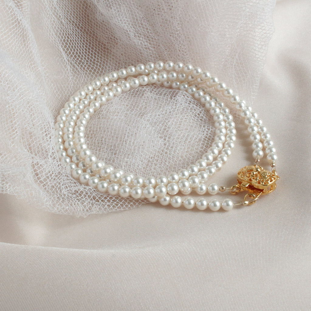 minimalist 4mm double strand pearl necklace