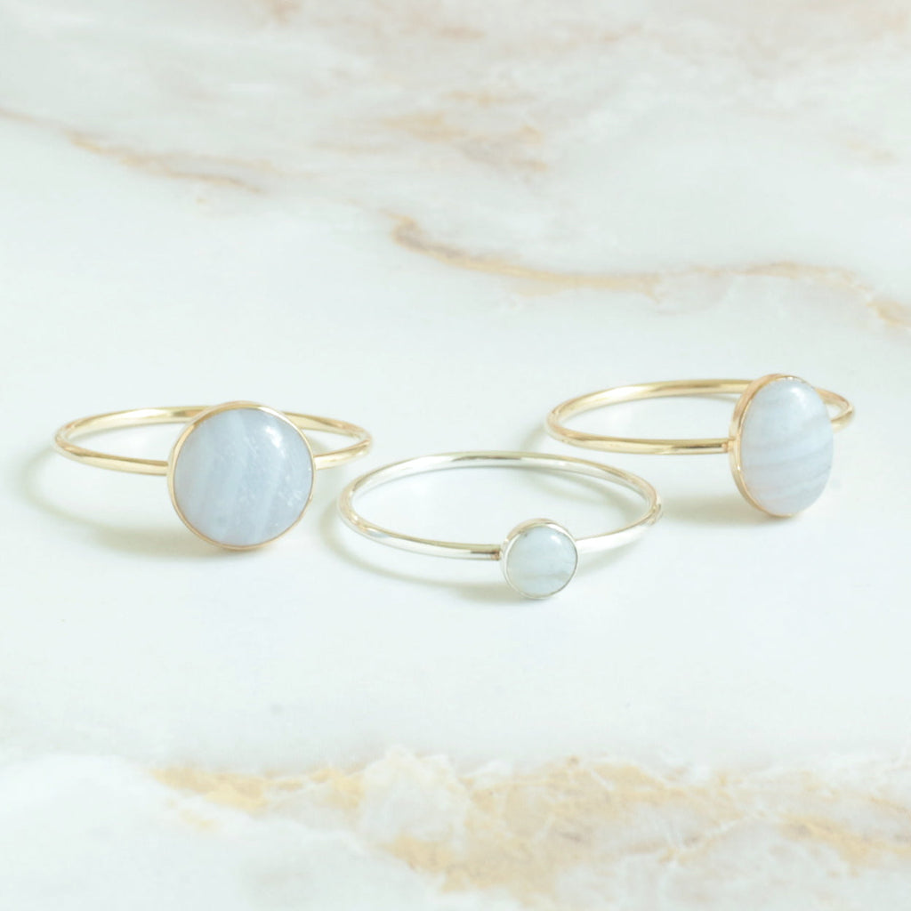 Blue Lace Agate Minimalist Ring