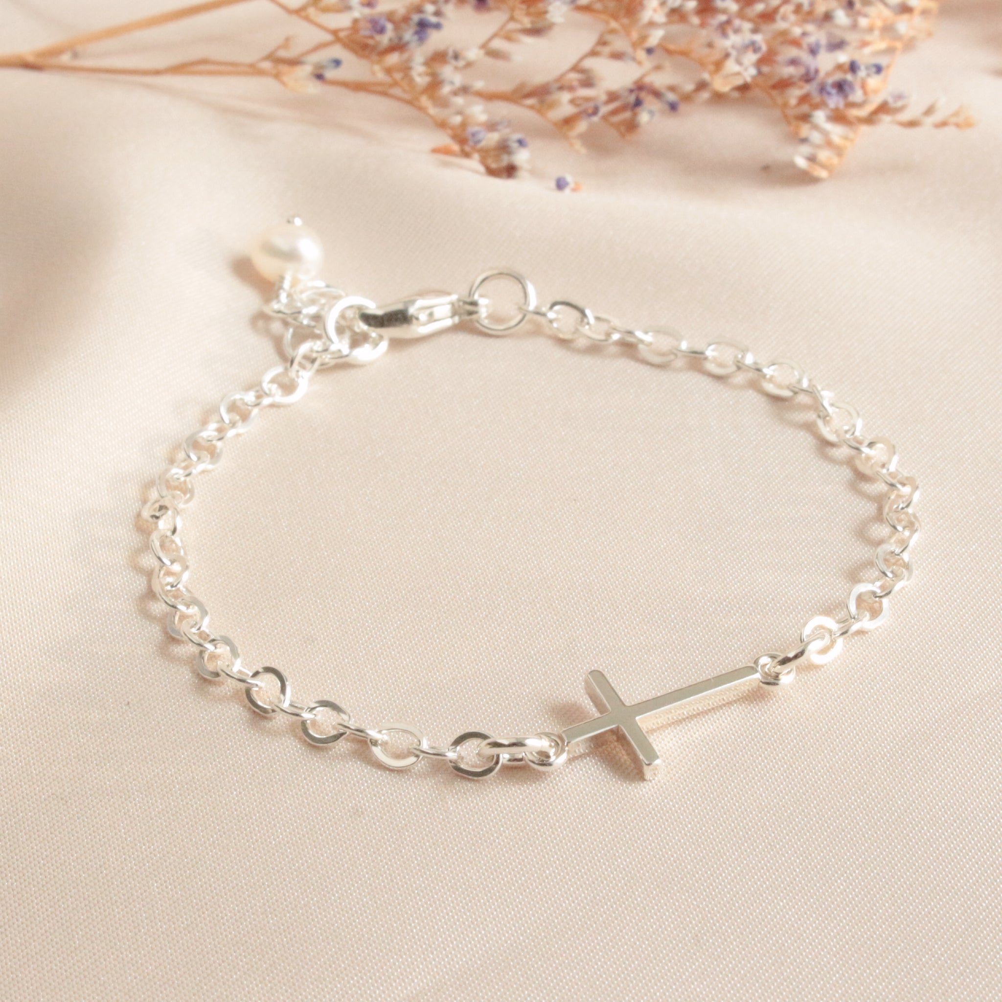 アクセサリー Vintage 50s Silver Chain Cross Bracelet Sterling Silver Cross Bracelet – J Jensen Designs