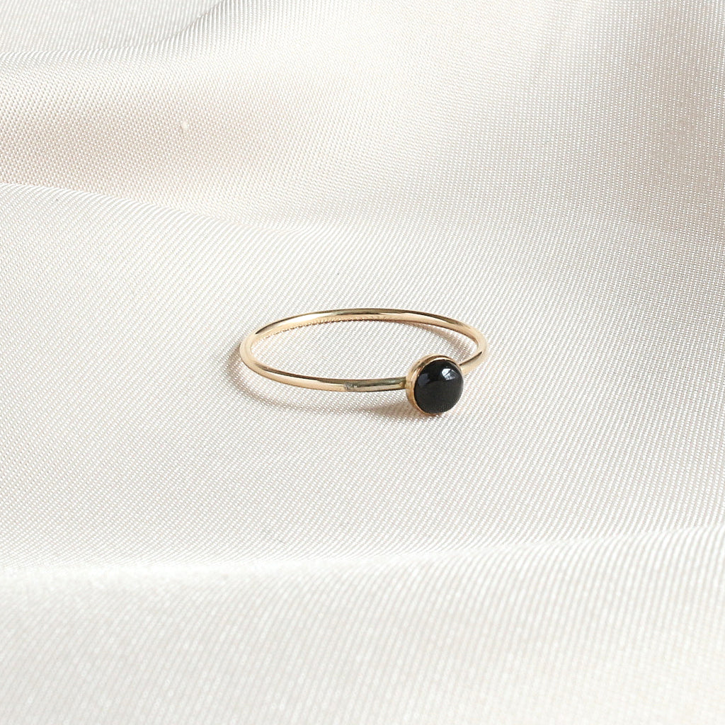 Dainty Black Onyx Minimalist Ring 4mm