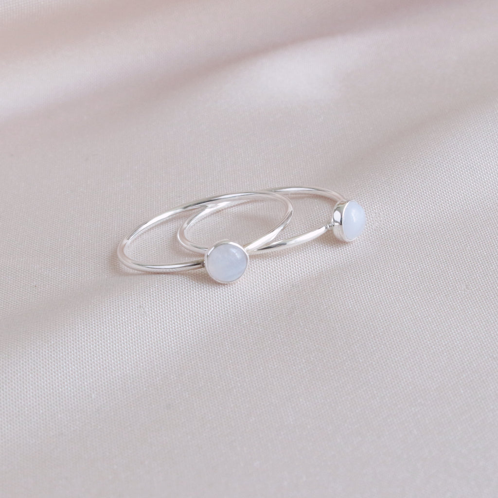 Blue Lace Agate Minimalist Ring 4mm