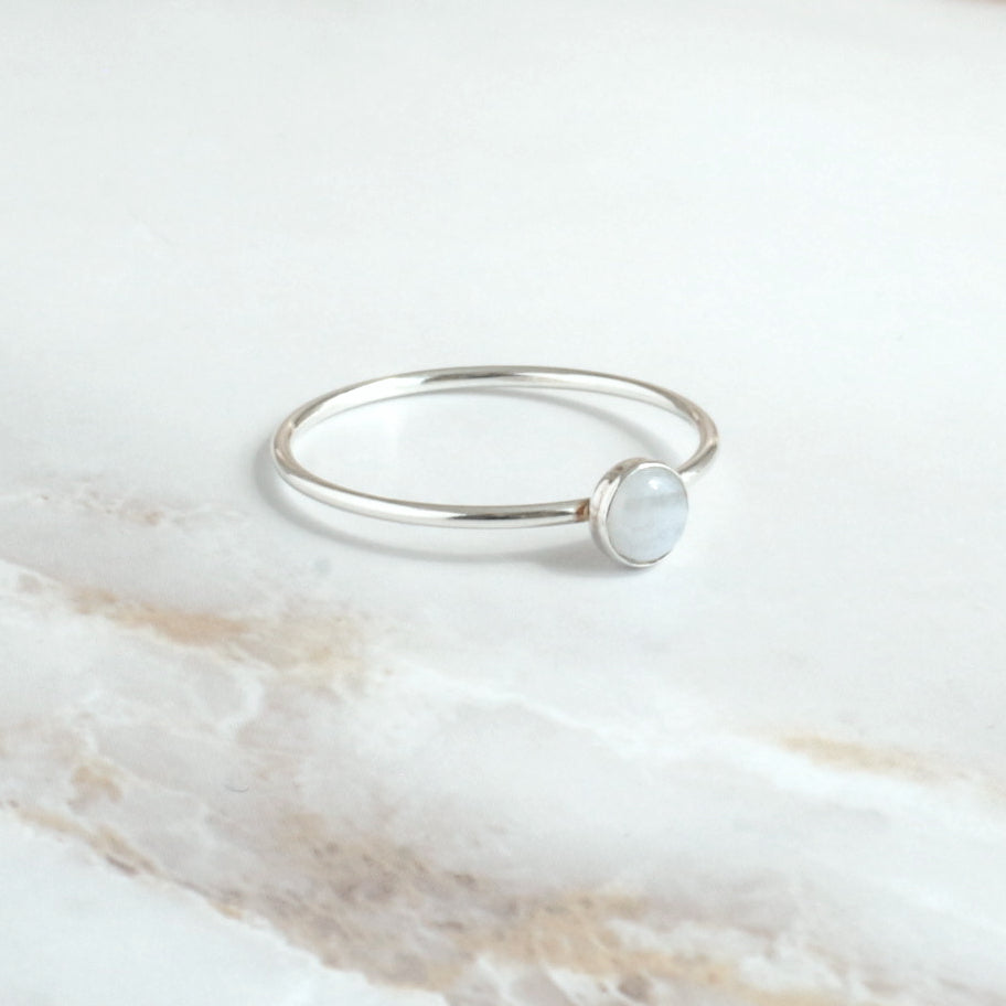 Blue Lace Agate Minimalist Ring