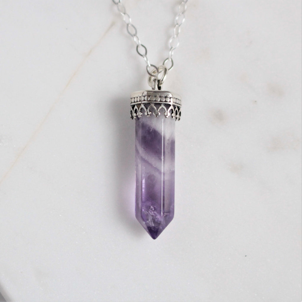Amethyst Single-Point Crystal Necklace