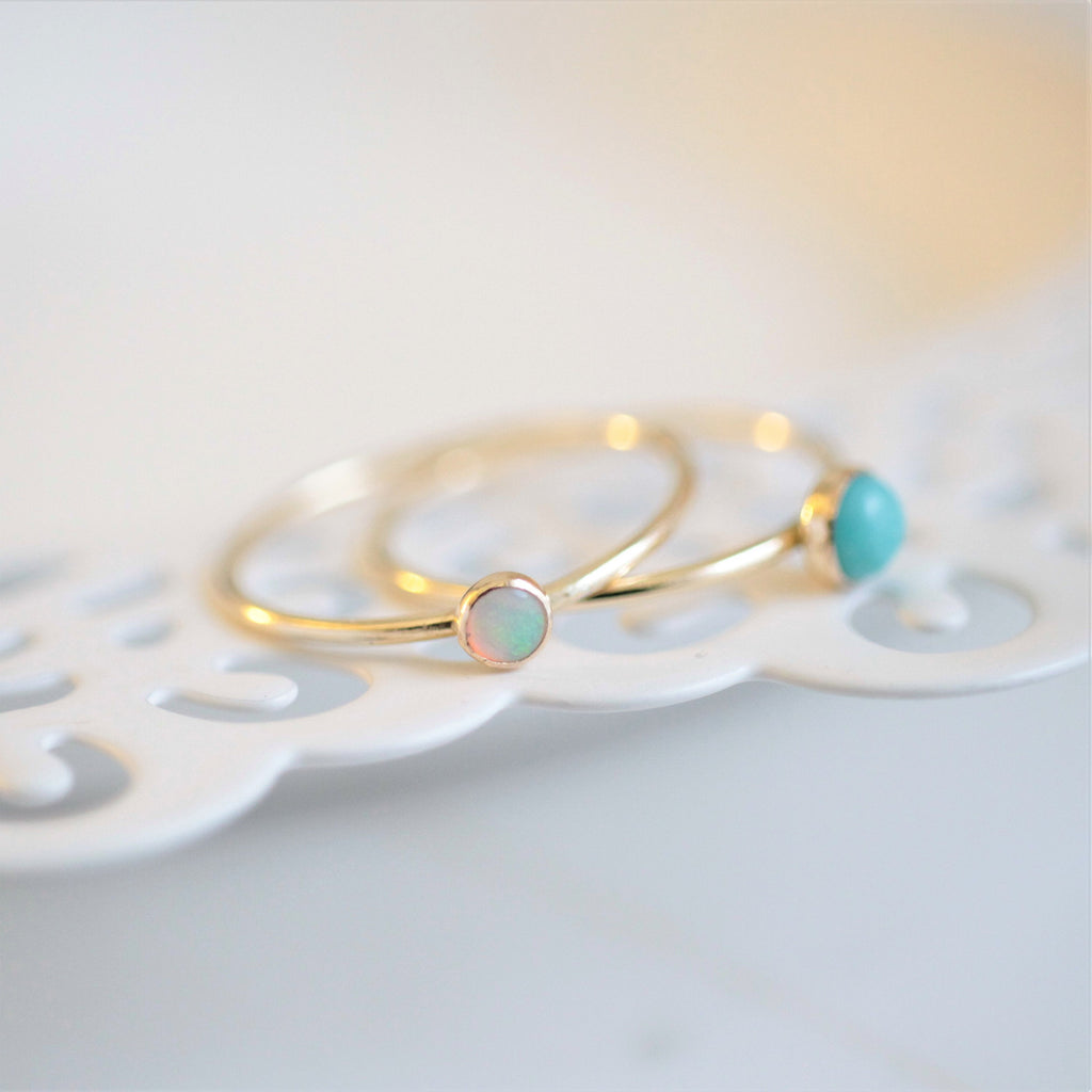 opal turquoise ring set